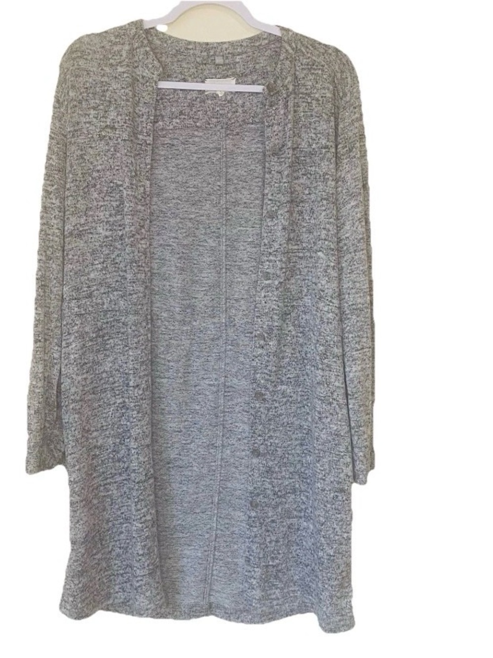 Lou & Grey Heather Gray Open-Front Long Cardigan
